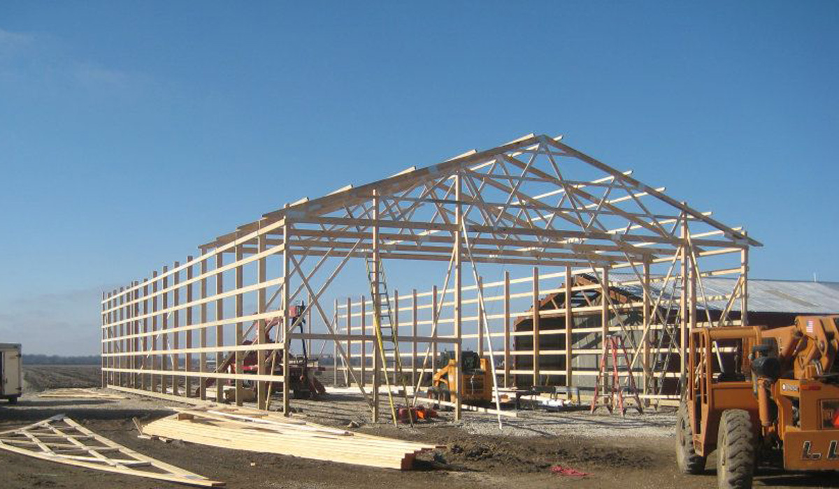 Wood Frame-1200 Wood post frame construction barndominium